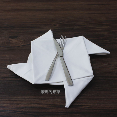 批發酒店全棉加厚餐巾佈 純棉口佈 純白擦盃佈不掉毛 可折花