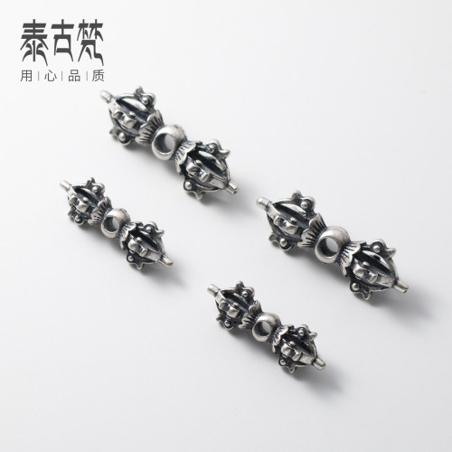 銀配件批發 S925銀 霸氣金剛杵隔珠DIY手工飾品配件s0222