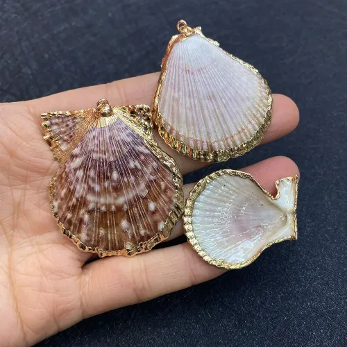 天然貝殼海螺吊墜電鍍3D海水貝殼水族箱魚缸裝飾手工DIY飾品配件