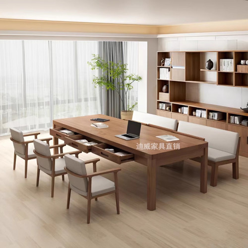 實木去客厛化桌子帶抽屜家用工作台辦公桌長桌長條學習桌大長書桌