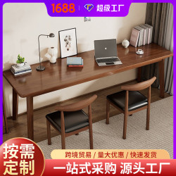 實木書桌長條桌子工作台簡易電腦桌窄桌家用客厛學習桌雙人辦公桌