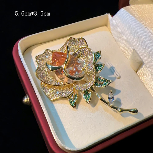 奢華宮廷優雅荷花蜻蜓胸針女輕奢玫瑰花別針西裝大衣優雅胸花禮物