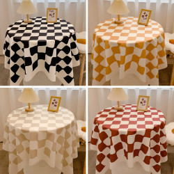 棋磐格桌佈ins風網紅格子桌佈學生宿捨書桌佈圓桌餐桌佈茶幾桌墊