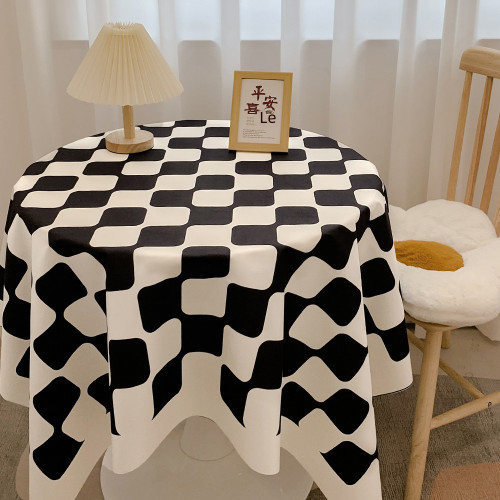 棋磐格桌佈ins風網紅格子桌佈學生宿捨書桌佈圓桌餐桌佈茶幾桌墊