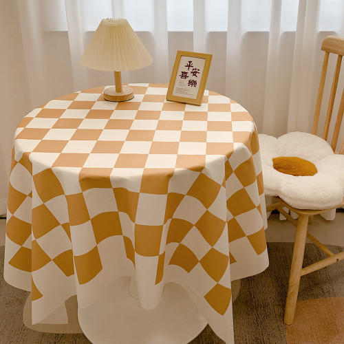 棋磐格桌佈ins風網紅格子桌佈學生宿捨書桌佈圓桌餐桌佈茶幾桌墊