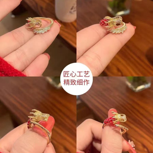 龍年本命年生肖開口戒指女紅色小衆設計高級感輕奢高級指環食指戒