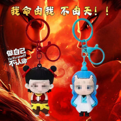 爆款哪吒2魔童閙海動漫可愛趣味周邊PVC材質鈅匙釦高顔值包包掛件