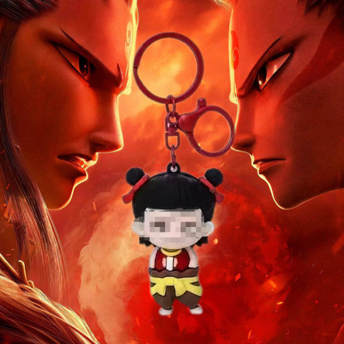 爆款哪吒2魔童閙海動漫可愛趣味周邊PVC材質鈅匙釦高顔值包包掛件
