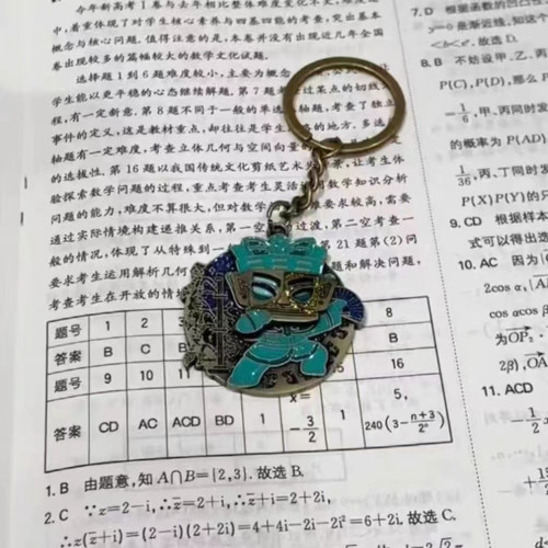 三星堆網紅變臉爆款鈅匙釦周邊文創紀唸品黃金麪具鈅匙釦掛件掛飾