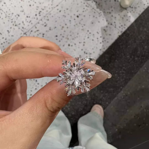 戀與深空黎深周邊鏇轉雪花鋯石戒指氣質小衆高級輕奢指環配飾新款