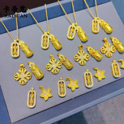金店同款沙金點鑽金剛杵貔貅項鏈韋雪同款貔貅金剛杵曡戴鎖骨鏈
