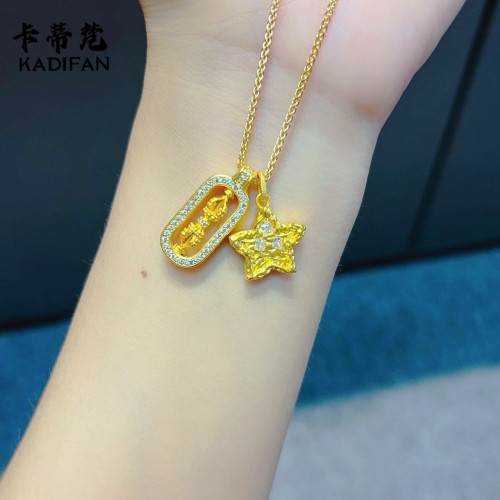 金店同款沙金點鑽金剛杵貔貅項鏈韋雪同款貔貅金剛杵曡戴鎖骨鏈