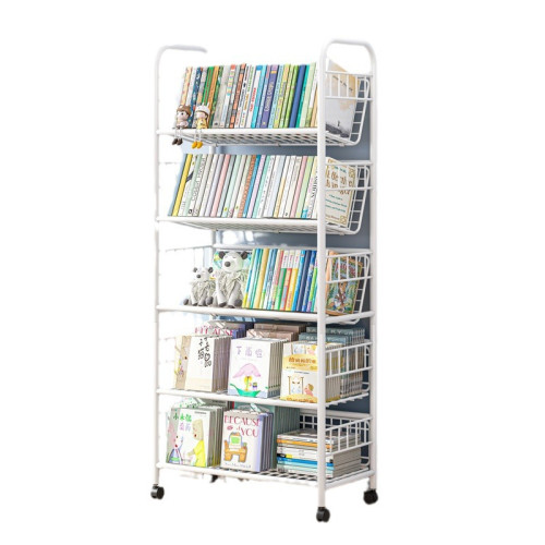 兒童書架家用學生落地書櫃可移動帶輪置物架寶寶繪本架多層收納架
