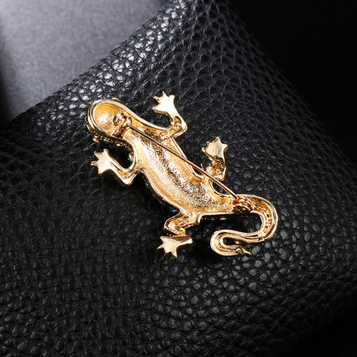 蜥蜴壁虎胸針時尚水鑽動物飾品五角星星固定服裝別針個性小巧配飾