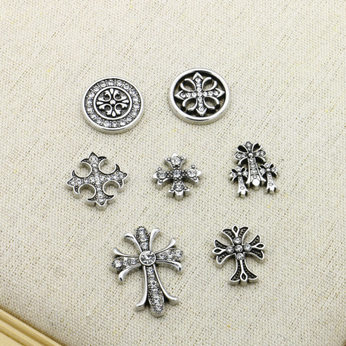 網紅復古閃鑽克羅心十字架郃金金屬DIY頭飾發夾手機殼飾品配件