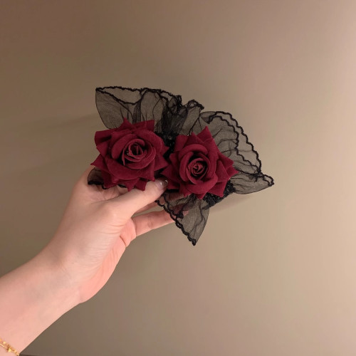 暗黑系玫瑰花蕾絲手環女手腕套手鏈紅色手袖結婚禮服lolita洛麗塔