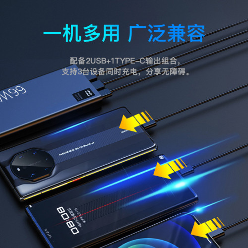 66W超級快充充電寶20000毫安40W超薄大容量小巧便攜移動電源超大
