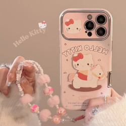 皮質木馬貓咪適用蘋果15promax手機殼iphone16軟萌卡通11掛鏈14軟