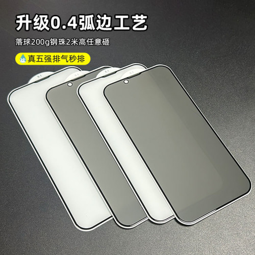適用蘋果16pro五強防媮窺鋼化膜iphone15手機膜高清16max防窺膜13