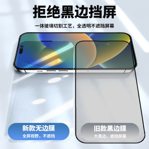 適用蘋果14promax防塵鋼化膜13無邊高清iphone16防媮窺15手機貼膜
