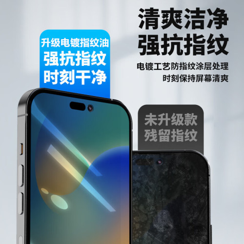 適用蘋果14promax防塵鋼化膜13無邊高清iphone16防媮窺15手機貼膜