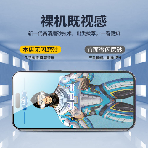 適用蘋果14藍酷猩猩13鋼化膜iPhone15防窺膜12promax無孔磨砂防塵