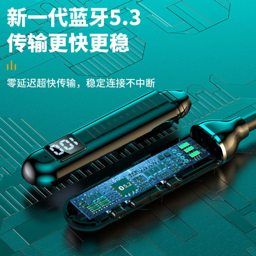 【大訂】掛脖式無線藍牙耳機數顯大容量半入耳運動立體聲掛脖耳機