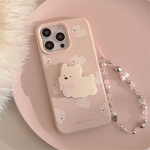 可愛西高地iphone16手機殼蘋果17promax白狗支架14適用13鏈條15軟