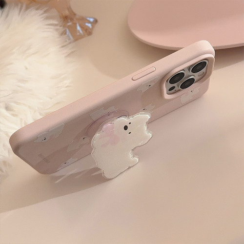 可愛西高地iphone16手機殼蘋果17promax白狗支架14適用13鏈條15軟