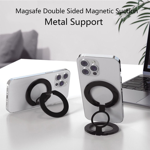 Magsafe雙面磁吸金屬支架適用蘋果桌面懶人合金支架通用所有機型