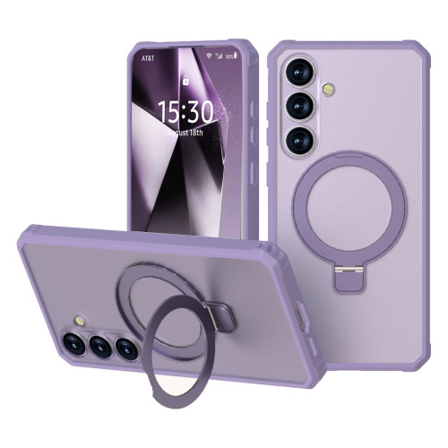 適用三星S24FE手機殼磨砂膚感硬殼GalaxyS24FE磁吸支點支架手機殼