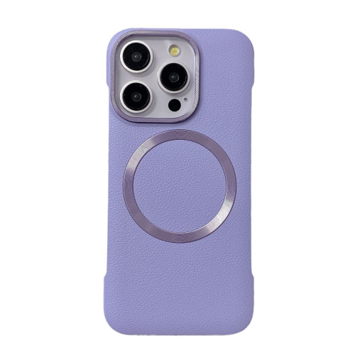 新款無邊框適用iPhone16荔枝紋磁吸手機殼蘋果15防摔純色高級感14