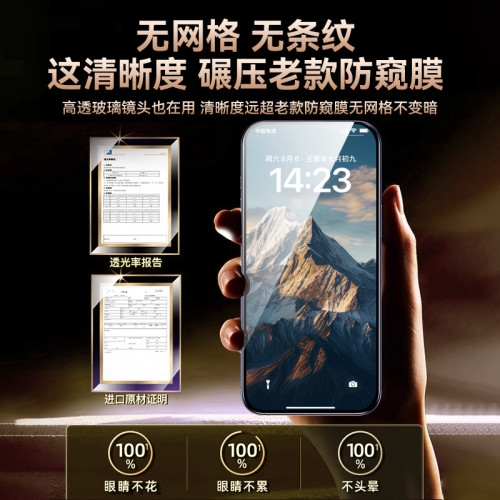 適用蘋果15promax防媮窺鋼化膜iPhone16pro手機膜13全屏14無塵倉