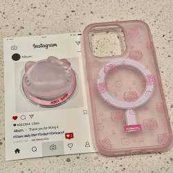 可愛透粉kitty貓帶磁吸蘋果16promax手機殼iphone15/14/pro軟1312