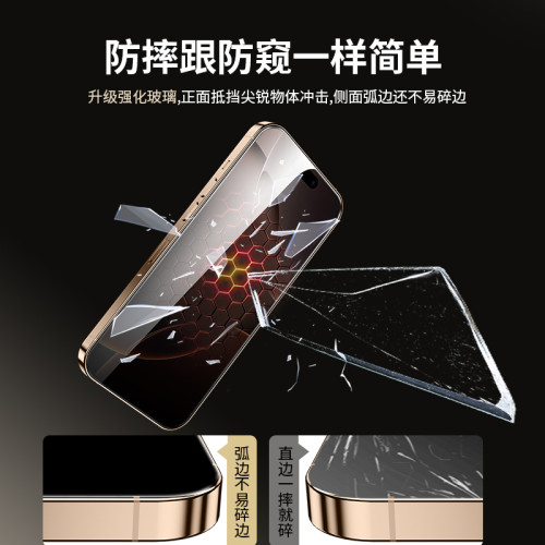 適用蘋果15pro鋼化膜iphone14pro防窺膜ip13promax防窺16/15手機