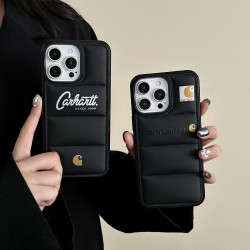 小衆充棉皮質羽絨服蘋果13手機殼iPhone15Pro防摔XR16Pro