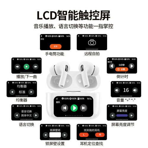  A9PRO無線藍牙耳機全彩觸控螢幕高音質低延遲藍牙耳機