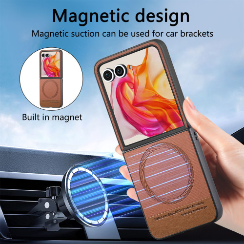 適用MOTO Razr60 Ultra手機殼磁吸簡約皮革moto Razr50保護套
