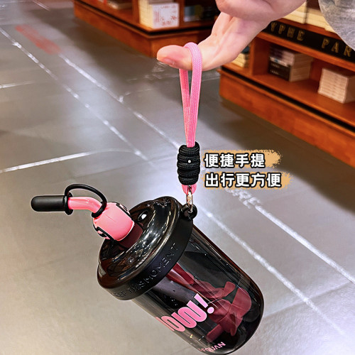 hellokitty透明吸管杯女生高顔值刻度水杯2024新款可攜式攪拌杯子