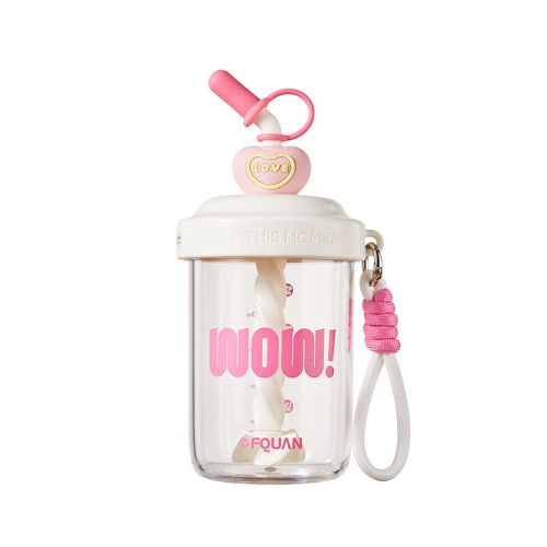 hellokitty透明吸管杯女生高顔值刻度水杯2024新款可攜式攪拌杯子