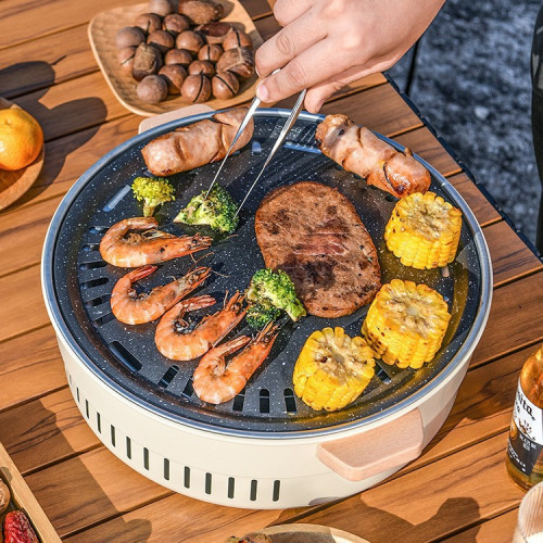 圍爐煮茶桌子戶外取暖爐家用野餐炭火爐可攜式露營燒烤圍爐