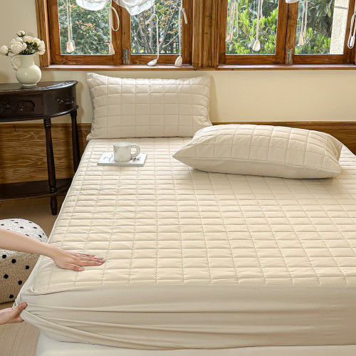 2025 New Arrival Fancy Thickened Quilted Fitted Sheet All Year Round Neutral Mattress Protective Pad Bare Sleeping Washable Bedspread