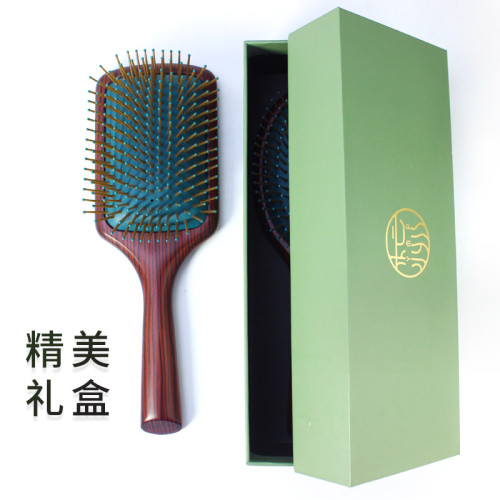 高品質精品黑衚桃色氣囊梳木質按摩梳禮盒裝放松頭部大板梳子氣墊