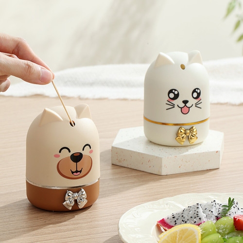 卡通牙簽盒家用餐桌個性按壓式牙簽瓶創意自動彈出可愛牙簽筒