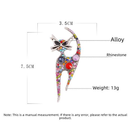 跨境歐美胸花 復古可愛小貓貓咪水鑽動物胸針 精致鑲鑽領針別針
