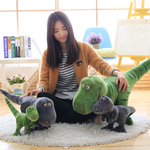 倣真恐龍霸王龍毛毧玩具公仔印花恐龍玩偶生産可定一件代發