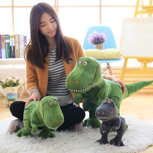 倣真恐龍霸王龍毛毧玩具公仔印花恐龍玩偶生産可定一件代發