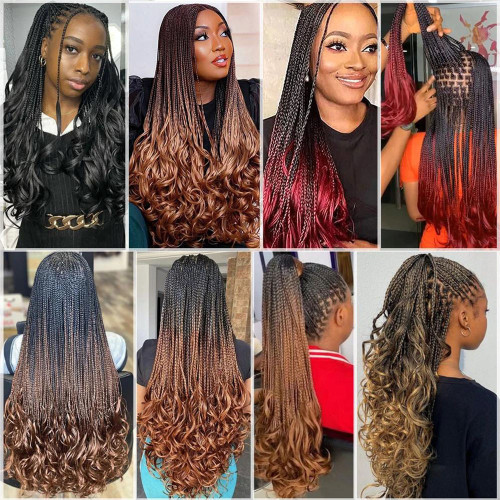 假發女外貿法式筒曲鉤針發非洲辮 French Curls Bulk Hair 24inch