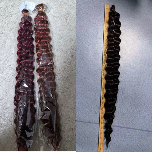 小Deep Wave Hair 22inches化纖鉤針發100g 非洲卷髒辮發把跨境