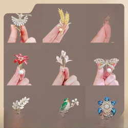 韓國時尚優雅花朵樹葉動物胸針女高档衣領針胸花外套西服別針配飾